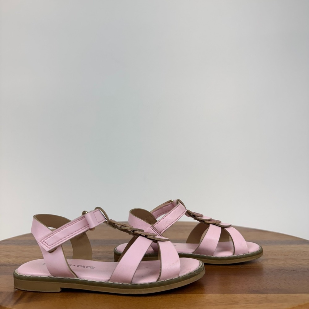 Little Kids Girls Tucker & Tate Ashlyn Pink Heart Strappy Sandals Size 7 C GUC